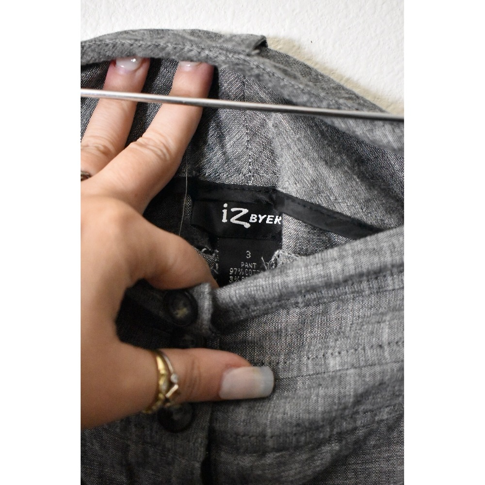 IZ Byer Gray Wide Leg‎ Trousers High Waist Button Front Pants Size 3 - Picture 7 of 8